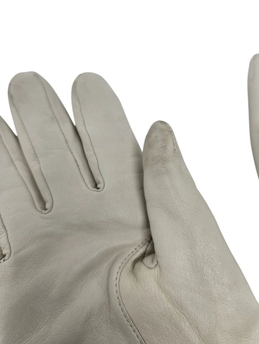 Soft Leather Gloves With Cashmere Lining Women's 7 1/2 Small Ivory